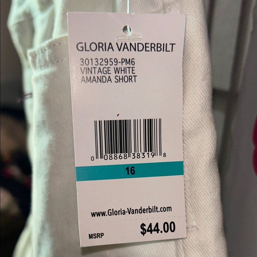 Gloria Vanderbilt White Amanda Short Classic Rise Jean Shorts size 16NWT - Picture 4 of 7